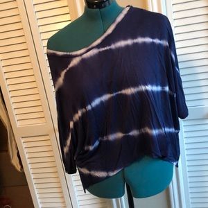 Blue and white Off the shoulder blouse